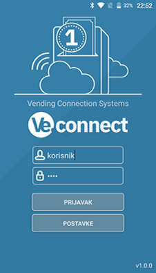 Ve.Connect - prijavak u sustav.